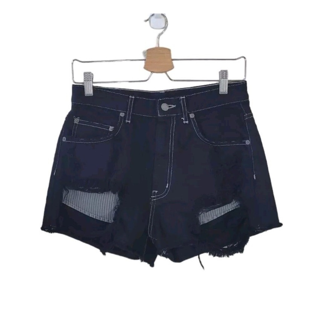 CARMAR Black Destroyed Cut Off Shorts Size 27